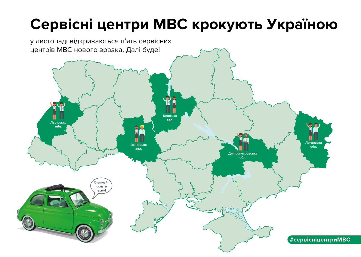 В Україні відкриють 6 нових сервісних центрів МВС