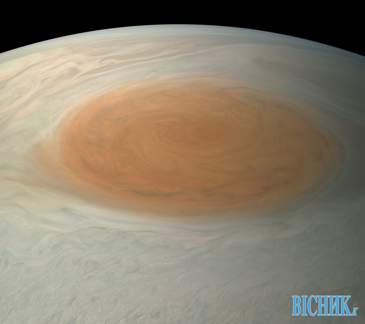 У NASA показали шторм на Юпітері у реальних кольорах