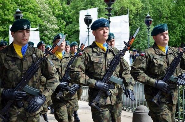 Польські військові вийшли на парад з українською символікою