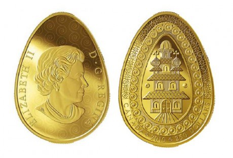 Першу монету з золота у формі української писанки випустили у Канаді