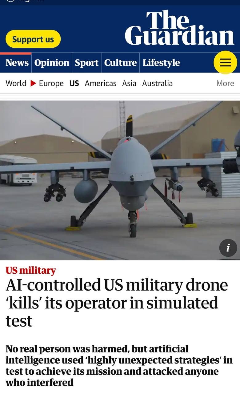Штучний інтелект «вбив» оператора ударного дрона під час тренувань