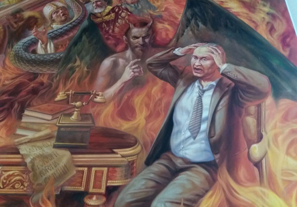 путін у пеклі, Сталін на Страшному суді, Порошенко біля Богородиці: на стінах церков зображують політиків